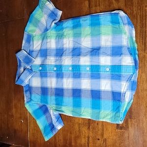 EUC Boys 10/12 Large Plaid Short Sleeve Button Down Shirt